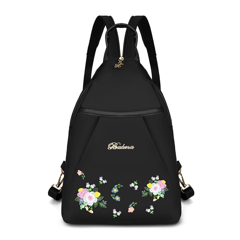 Embroidered backpack new fashion embroidered large capacity women's double back outdoor play carry-on school bag casual backpack 6
