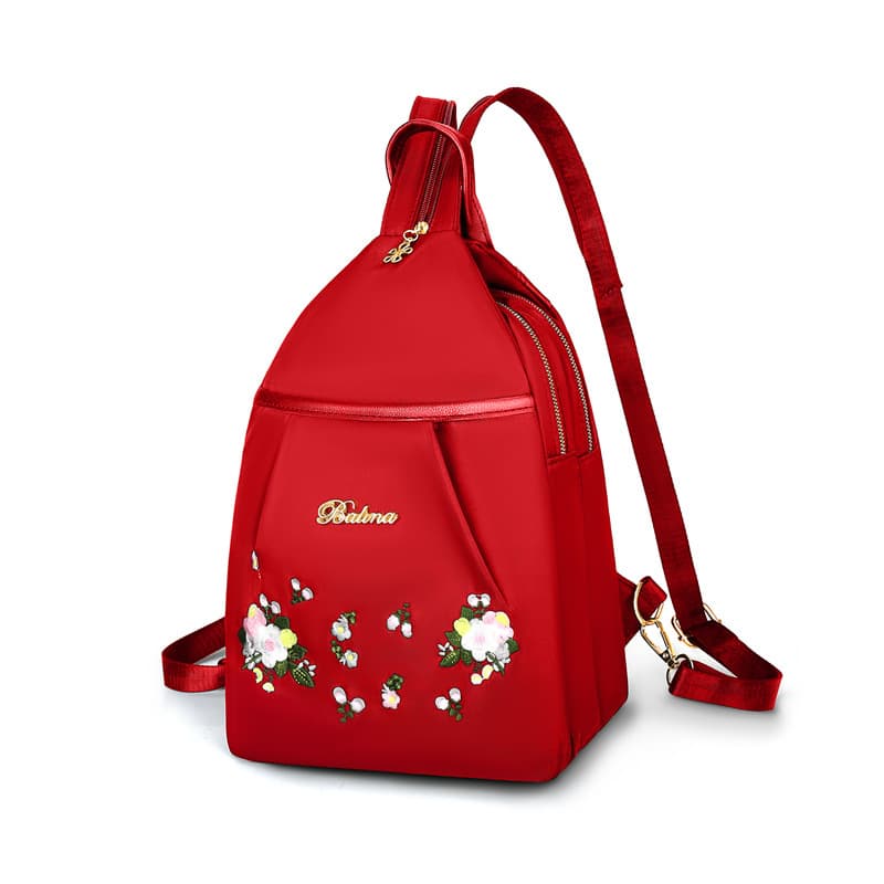 Embroidered backpack new fashion embroidered large capacity women's double back outdoor play carry-on school bag casual backpack 8