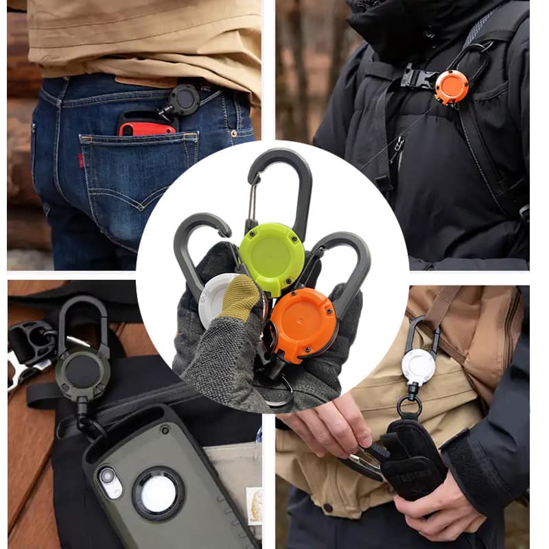 Backpack tactical U-shaped easy-pull keychain retractable simple black outdoor portable steel wire four-color spring buckle 5