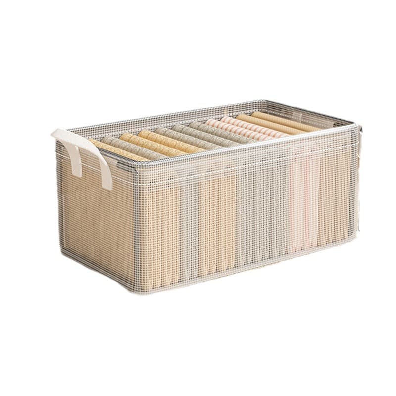 Clothes storage box, home wardrobe, layered organizing box for clothes and pants, transparent folding storage basket frame wholesale 6