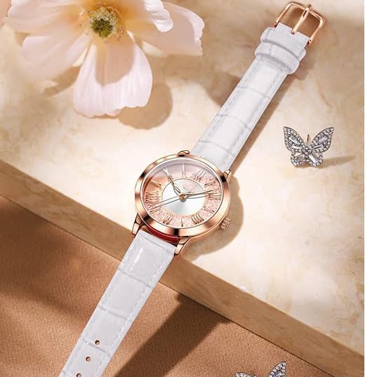 Customized ladies watch elegant dress diamond ladies watch analog quartz leather waterproof quicksand big face watch 4
