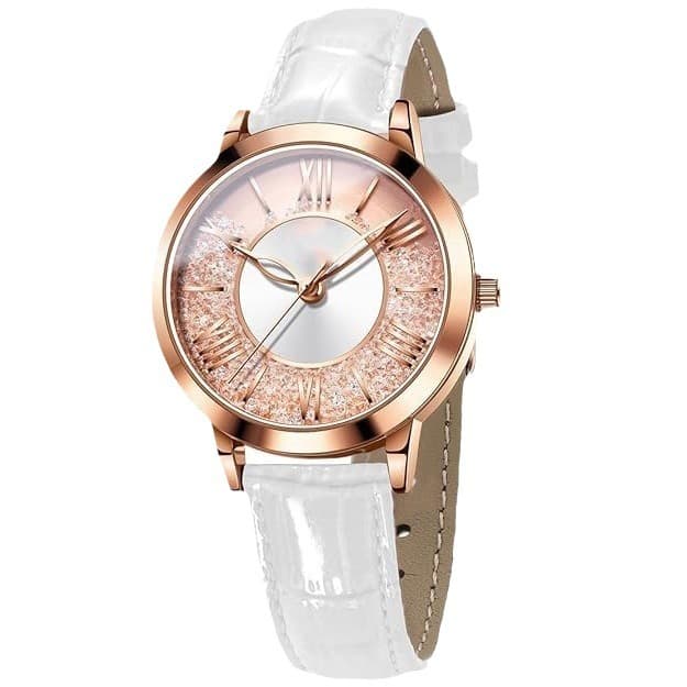 Customized ladies watch elegant dress diamond ladies watch analog quartz leather waterproof quicksand big face watch 5