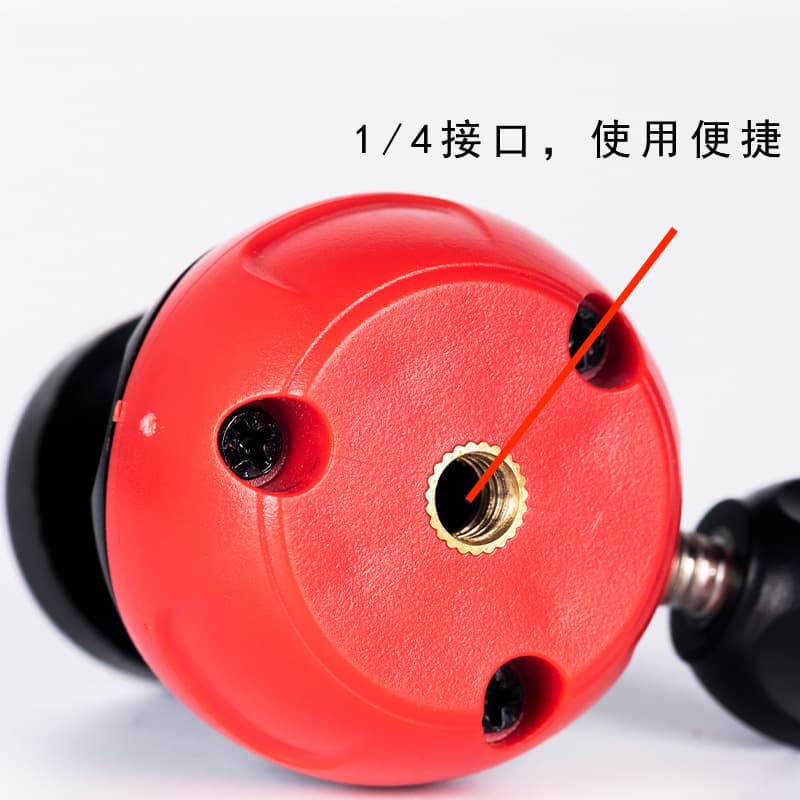 Red and black color matching 1/4 universal head mobile phone tripod head camera accessories 360 degree spherical mini universal portable 5