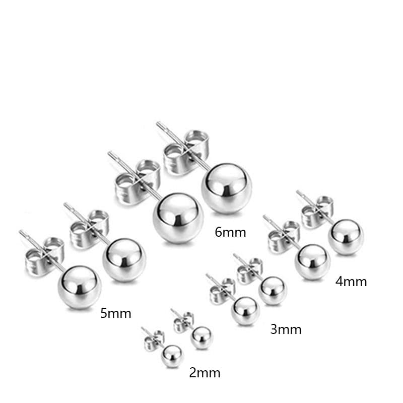 Korean version of titanium steel stainless steel ball fine needle earrings, simple and fashionable large and small steel ball piercing earrings for men and women wholesale 3