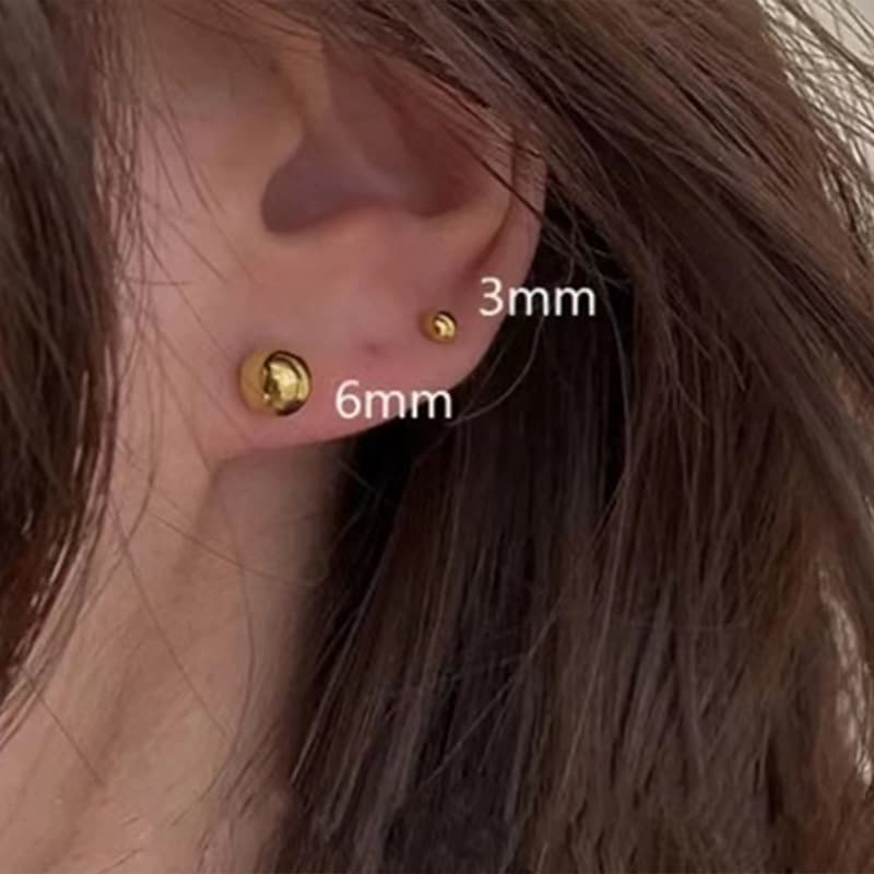 Korean version of titanium steel stainless steel ball fine needle earrings, simple and fashionable large and small steel ball piercing earrings for men and women wholesale 5
