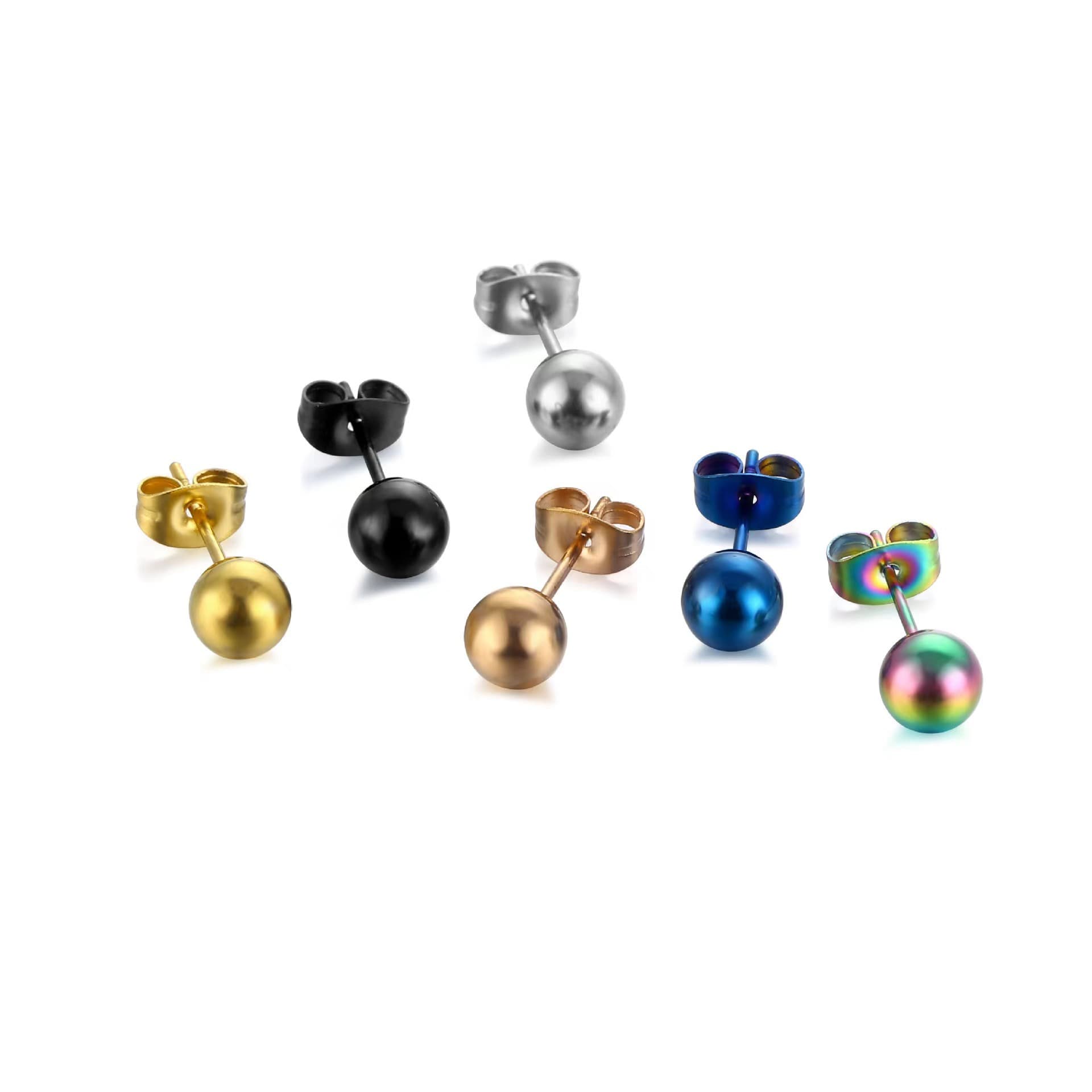 Korean version of titanium steel stainless steel ball fine needle earrings, simple and fashionable large and small steel ball piercing earrings for men and women wholesale 6