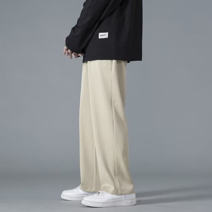 Summer thin ice silk casual pants men's loose large size straight wide leg drape quick-drying breathable sports long pants 5