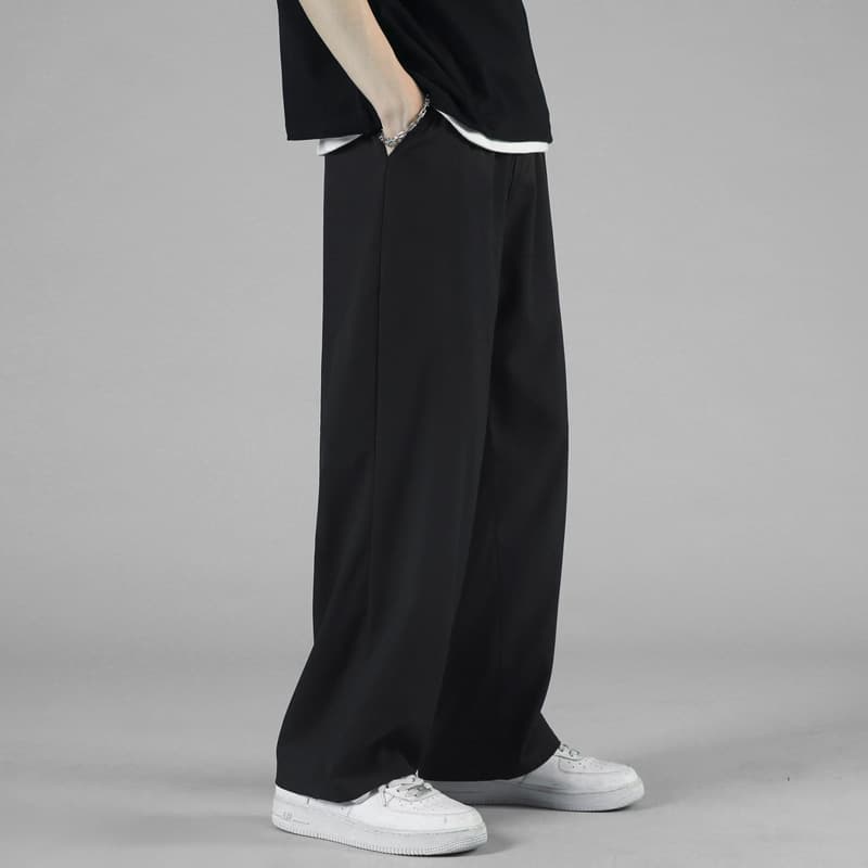 Summer thin ice silk casual pants men's loose large size straight wide leg drape quick-drying breathable sports long pants 9