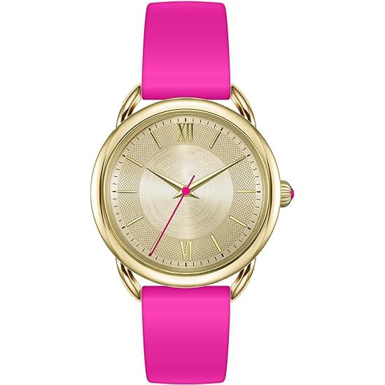 Customized ladies watch silicone watch waterproof quartz analog round ladies watch daily commute rose red 2