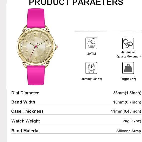 Customized ladies watch silicone watch waterproof quartz analog round ladies watch daily commute rose red 3