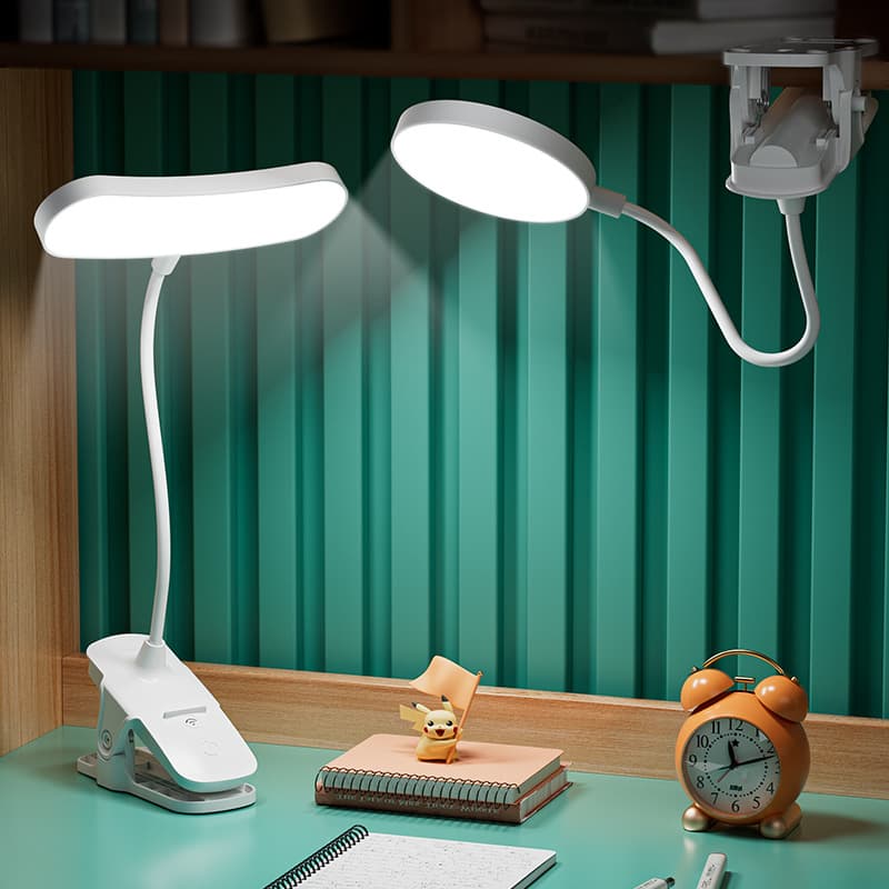 Clip table lamp for study student dormitory home eye protection lamp desk LED rechargeable bedroom bedside lamp dimmable 3