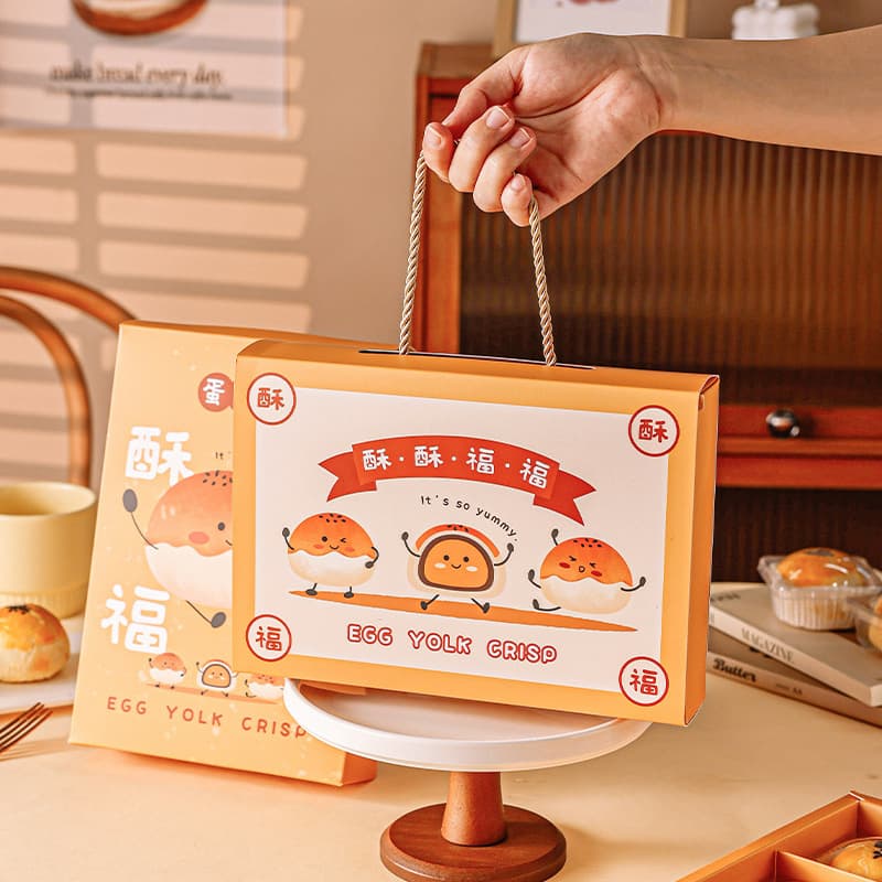 Egg yolk cake gift box 2026 new creative Mid-Autumn moon cake gift box portable souvenir gift box empty box 5