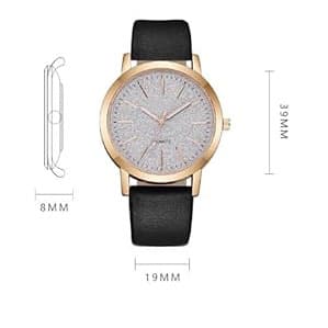 Customized Women's Watch Alloy Casual Round Shiny Dial Leather Strap Analog Quartz Watch Multiple Colors 3