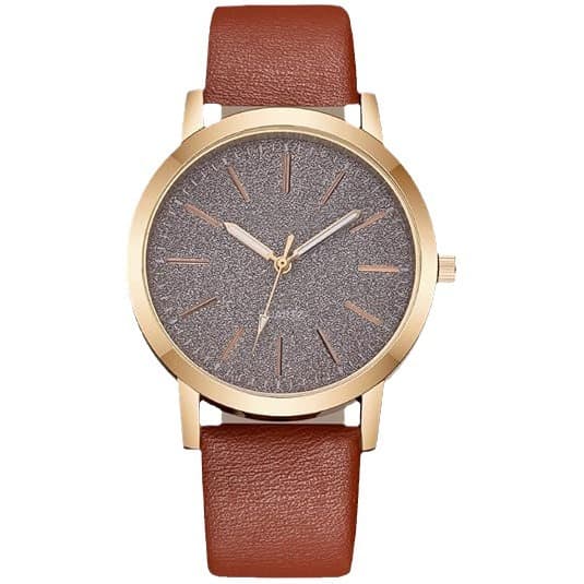 Customized Women's Watch Alloy Casual Round Shiny Dial Leather Strap Analog Quartz Watch Multiple Colors 6