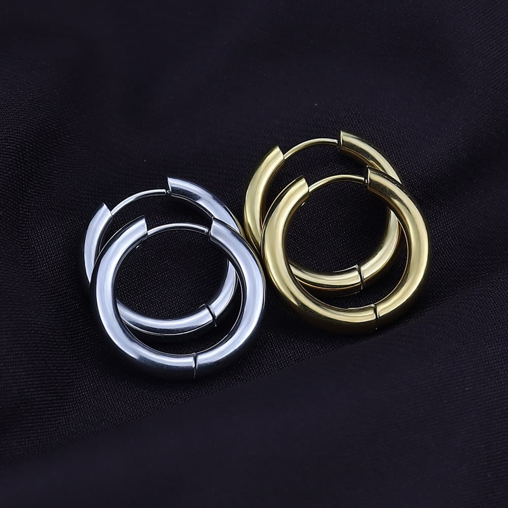 Factory direct sales earrings, simple stainless steel ear buckles, ear rings, trendy jewelry, round earrings, light luxury and high-end feel 5