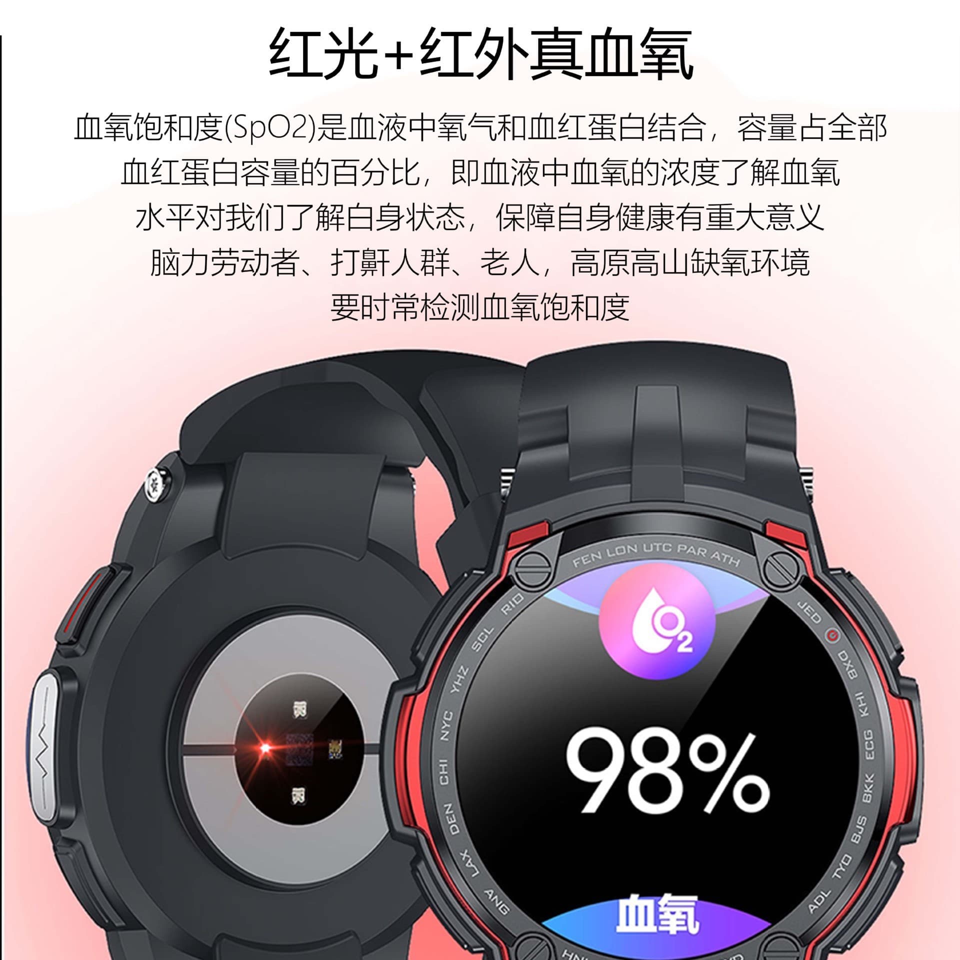 Customized H6 medical-grade health smart watch for sports and swimming waterproof heart rate red light blood oxygen ECG blood pressure watch 3