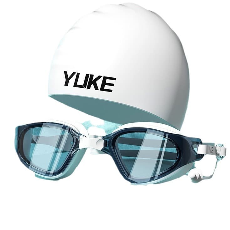 Adult summer high-definition waterproof and anti-fog swimming goggles for men and women, flat myopia swimming goggles, swimming cap set, swimming equipment wholesale 6