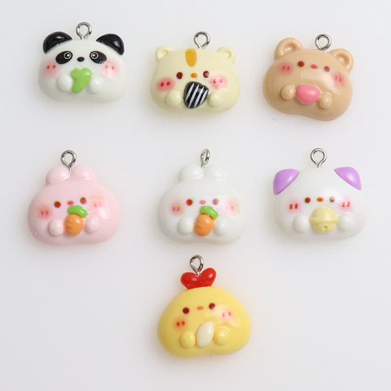 Resin cartoon cute shiny little animal avatar panda keychain pendant diy jewelry accessories wholesale materials 2