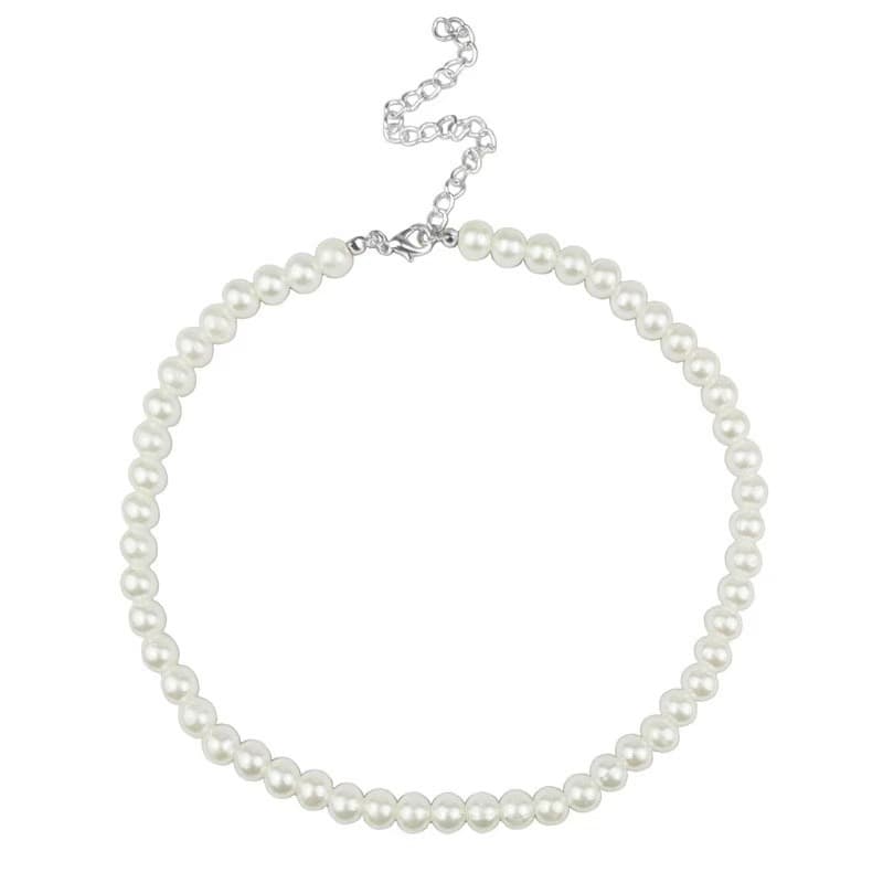 Retro Fashion Pearl Necklace for Women Korean Style Cold Style Simple Temperament Versatile Necklace Clavicle Chain Women's Long Necklace 7