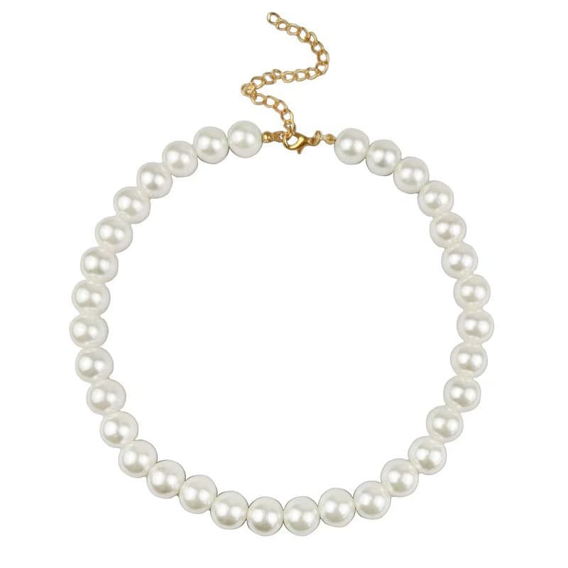 Retro Fashion Pearl Necklace for Women Korean Style Cold Style Simple Temperament Versatile Necklace Clavicle Chain Women's Long Necklace 8