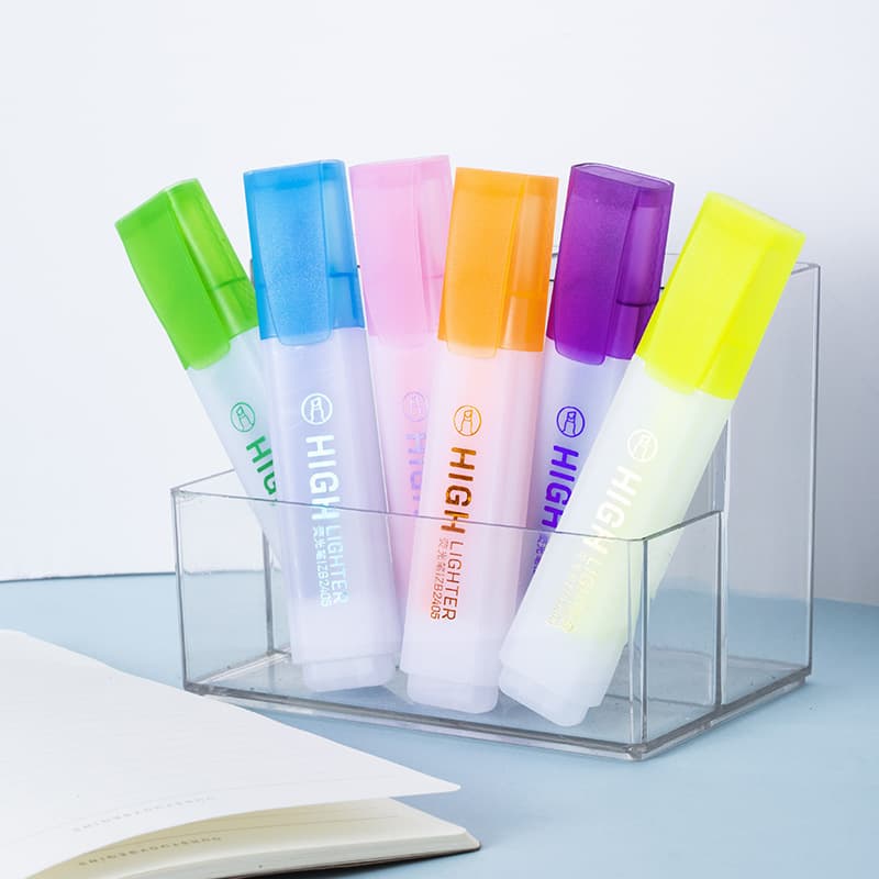 Highlighter student marker pen color mark highlight pen macaron color oblique head for handbook notes large capacity 2