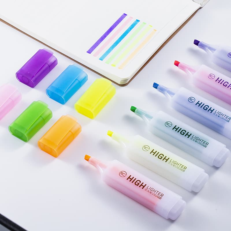 Highlighter student marker pen color mark highlight pen macaron color oblique head for handbook notes large capacity 3