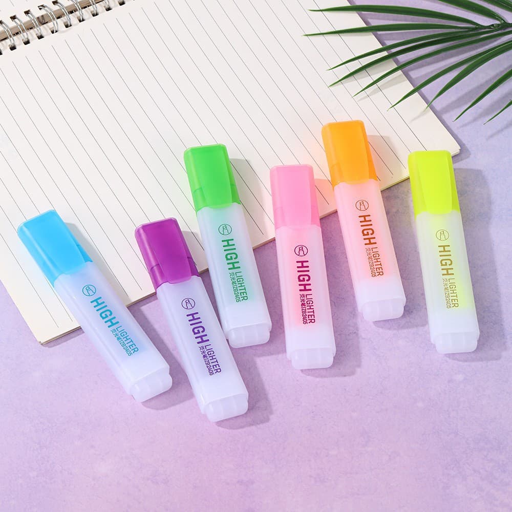 Highlighter student marker pen color mark highlight pen macaron color oblique head for handbook notes large capacity 5