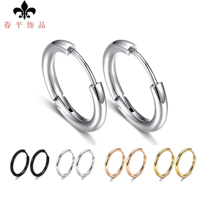 Cross-border high-quality titanium steel earrings, non-fading, Japanese and Korean simple temperament, round stainless steel earrings jewelry wholesale 2