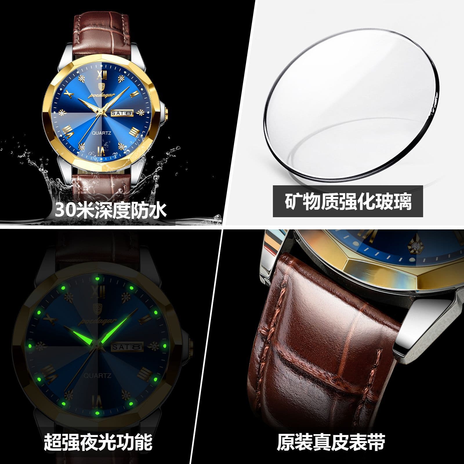 Swiss Brand Business Men's Watch New Quartz Watch Waterproof Belt Model Live Broadcast Foreign Trade Hot Model One Piece Dropshipping 3