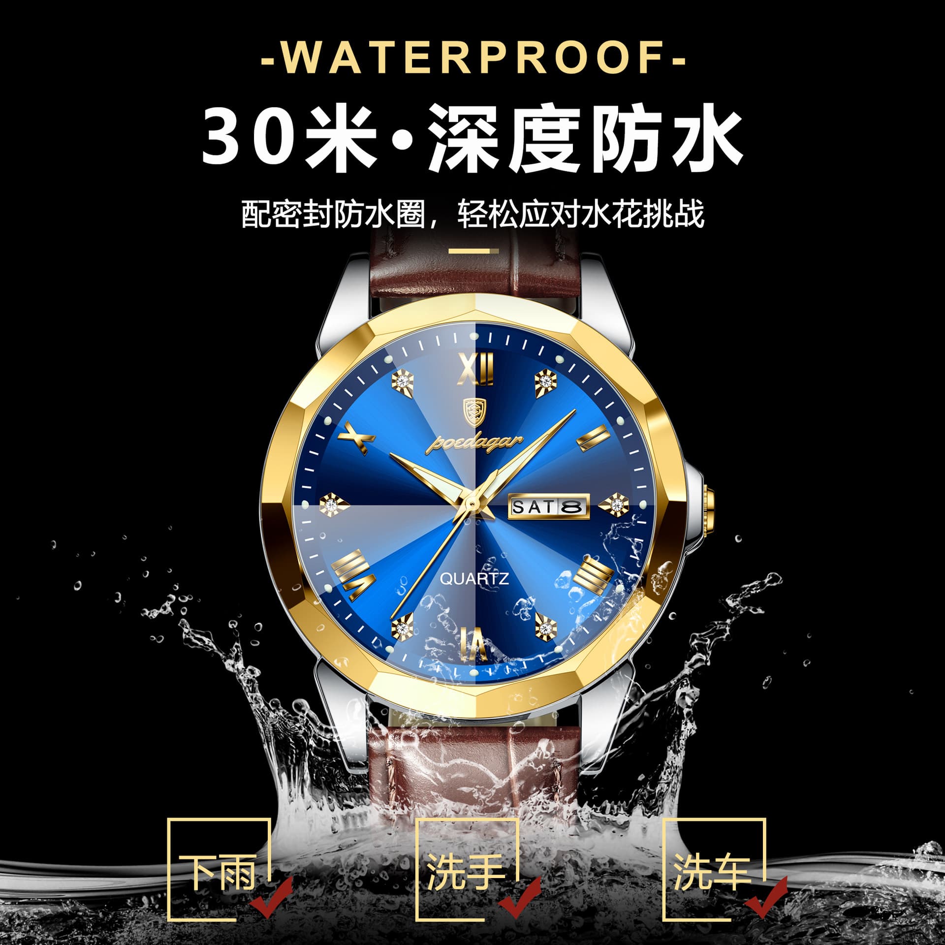 Swiss Brand Business Men's Watch New Quartz Watch Waterproof Belt Model Live Broadcast Foreign Trade Hot Model One Piece Dropshipping 4