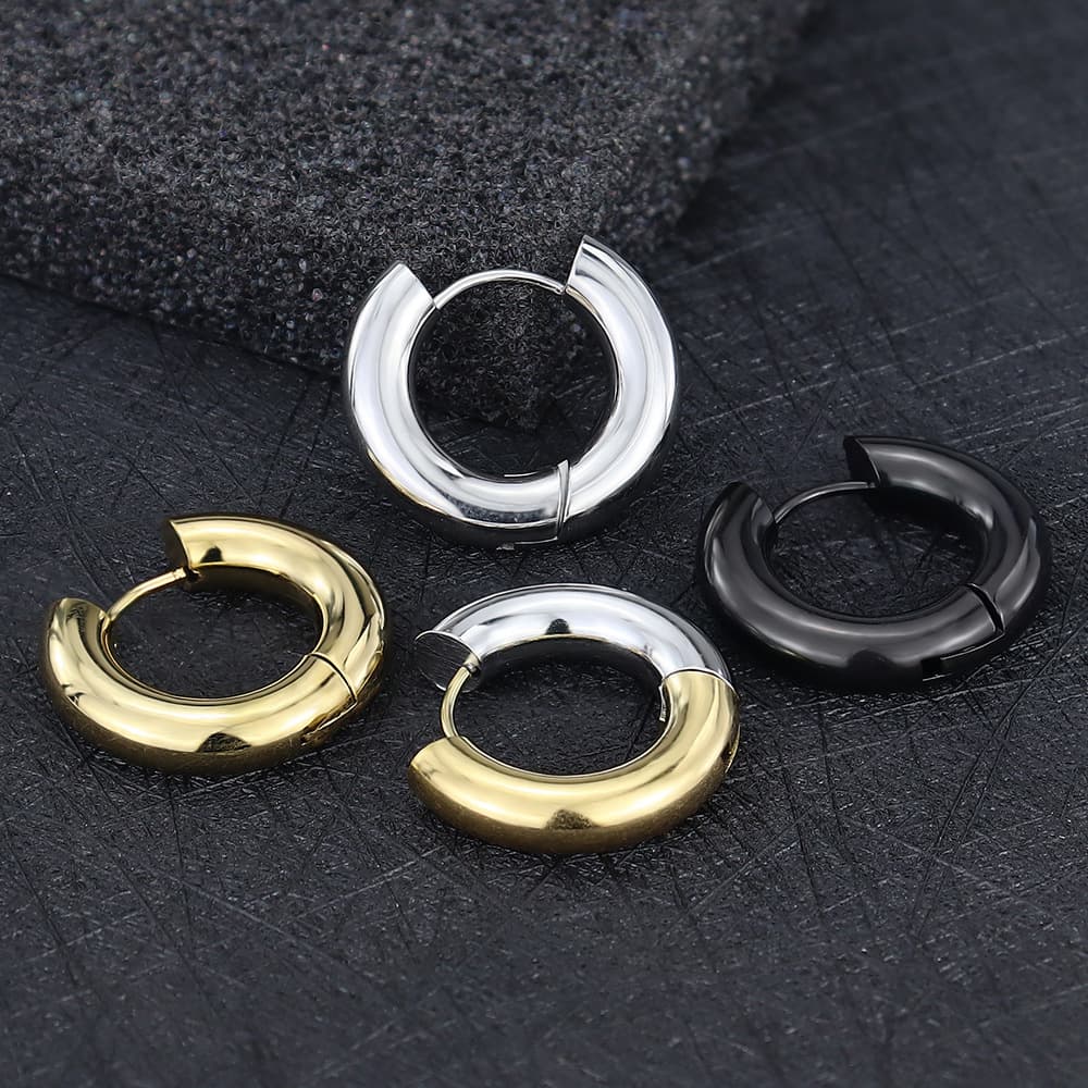 Fashionable classic titanium steel electroplating simple glossy earrings women's niche design European and American cold style geometric earrings 4