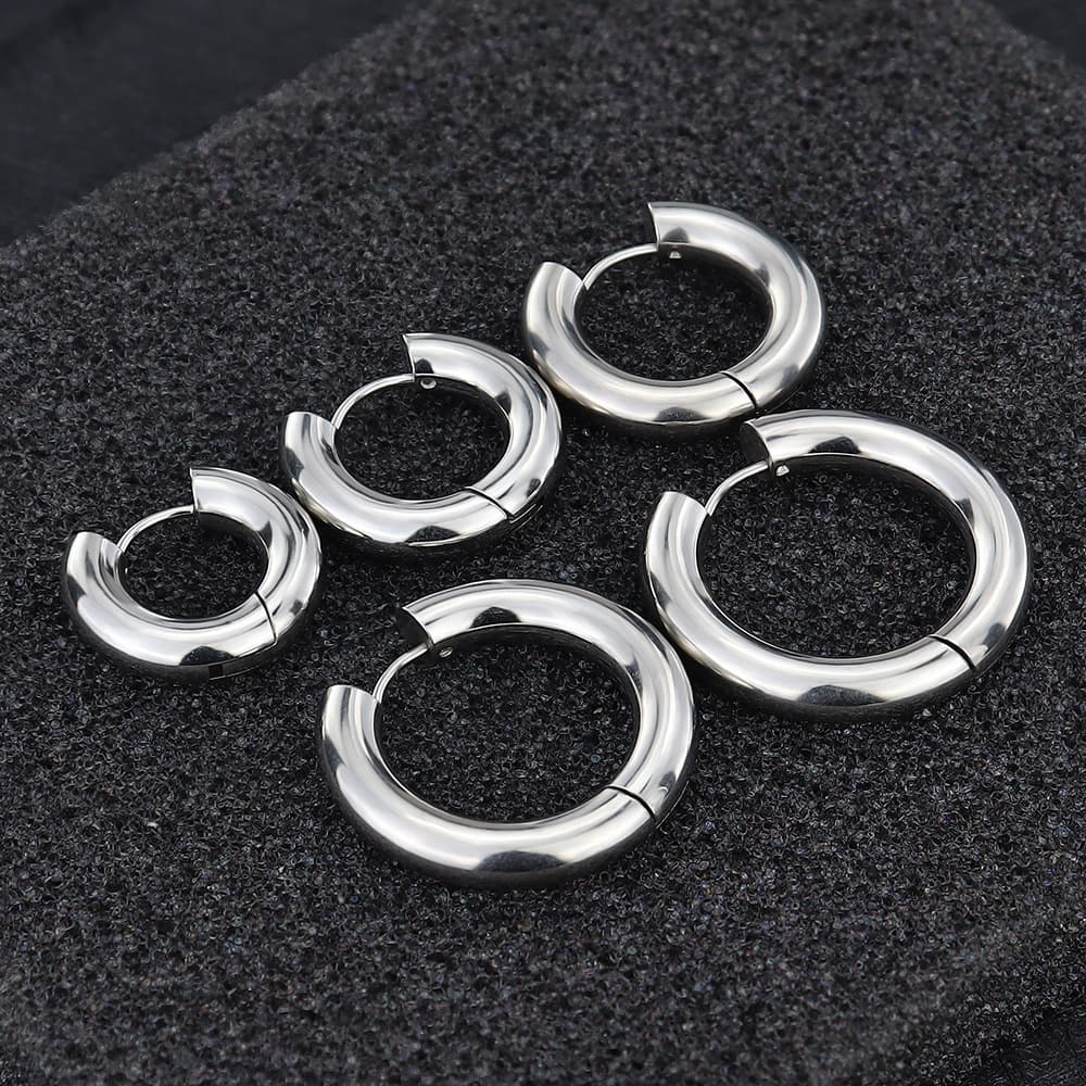 Fashionable classic titanium steel electroplating simple glossy earrings women's niche design European and American cold style geometric earrings 5