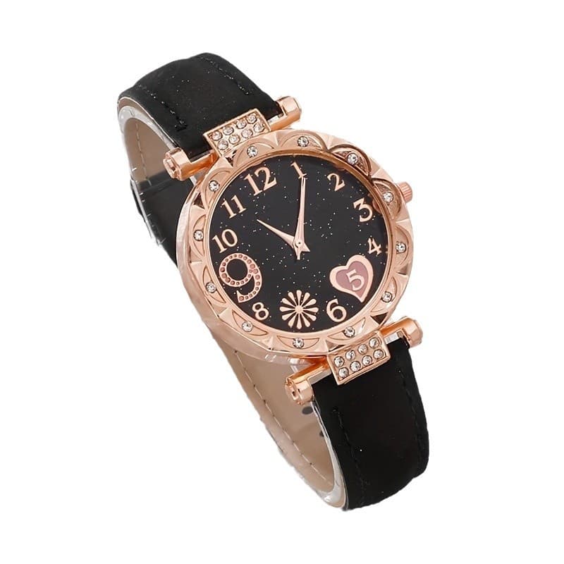 Popular foreign trade ladies' diamond-encrusted British watch set, fashionable and versatile student belt bracelet 6-piece set 6