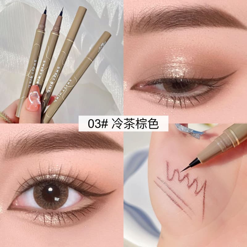 sweetmint slim eyeliner waterproof and sweatproof long-lasting non-smudge brown liquid silkworm pen fake makeup 8