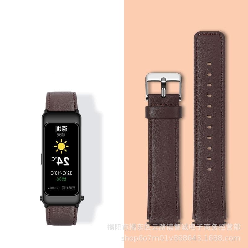 Suitable for Huawei bracelet B6 leather strap mocha brown b6/b7 smart bracelet replacement leather watch strap 16mm spot 6