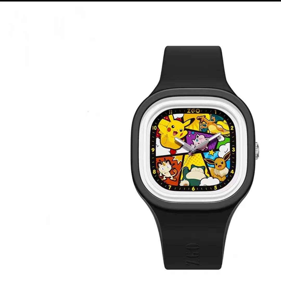 Cross-border new Pikachu square silicone watch boys and children cartoon silicone handmade factory direct supply