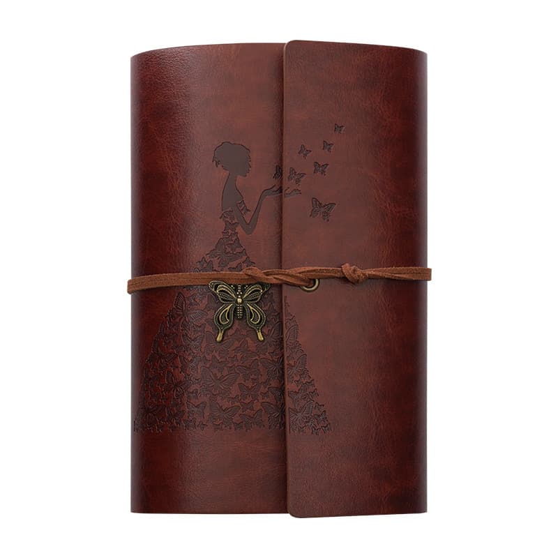 Retro notebook leaf strap notebook a6 imitation leather loose-leaf plan check-in travel notebook creative diary 6