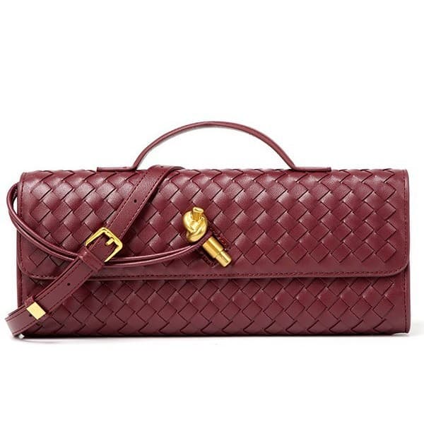 Woven bag, one-shoulder French baguette, niche high-end horizontal style, hand-held evening bag, cross-body versatile bag, fashionable and exquisite 2