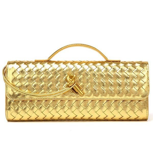 Woven bag, one-shoulder French baguette, niche high-end horizontal style, hand-held evening bag, cross-body versatile bag, fashionable and exquisite 3