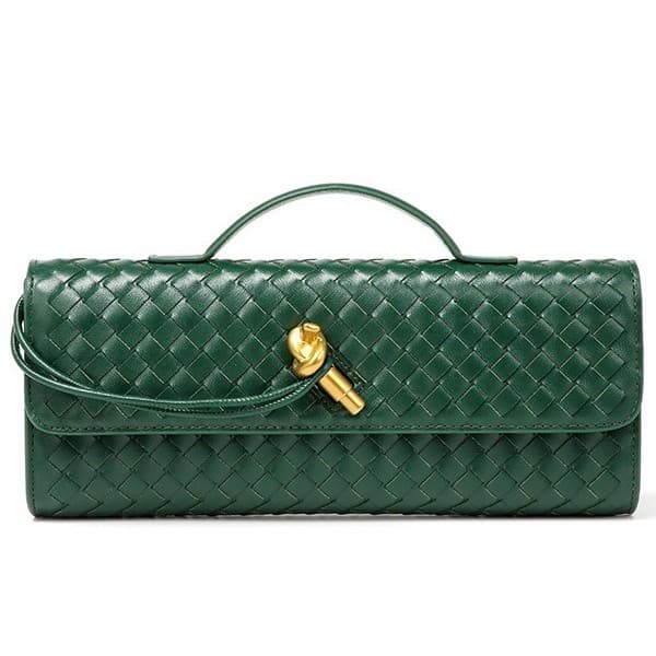 Woven bag, one-shoulder French baguette, niche high-end horizontal style, hand-held evening bag, cross-body versatile bag, fashionable and exquisite 5