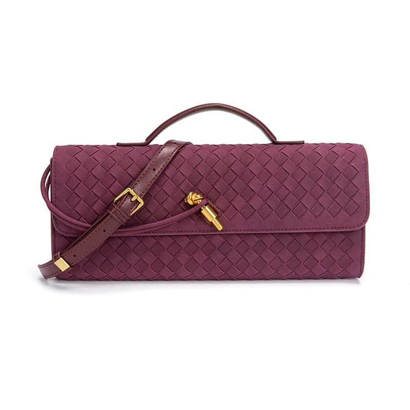 Woven bag, one-shoulder French baguette, niche high-end horizontal style, hand-held evening bag, cross-body versatile bag, fashionable and exquisite 8