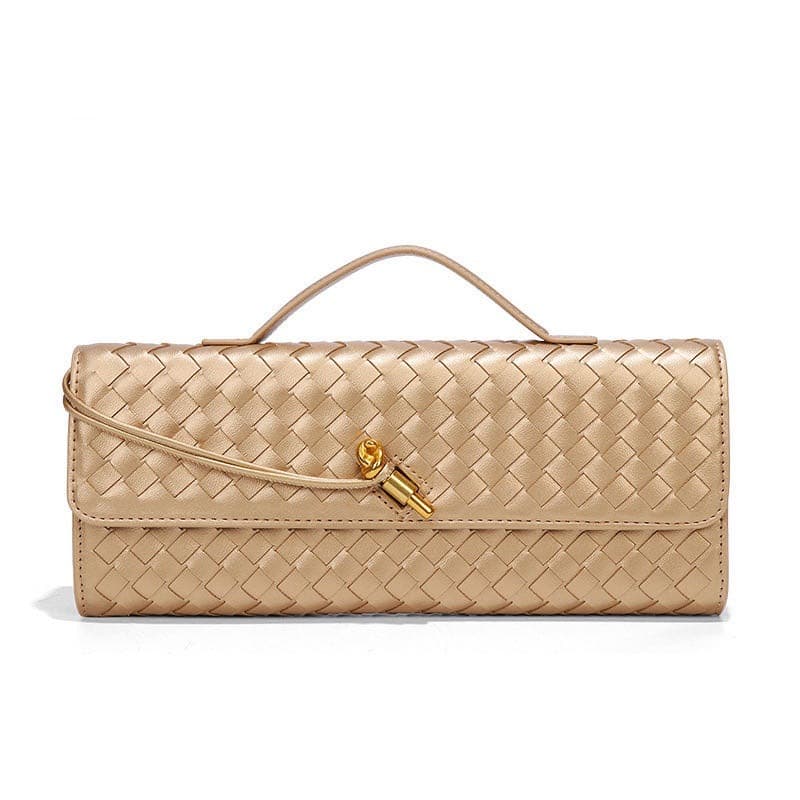 Woven bag, one-shoulder French baguette, niche high-end horizontal style, hand-held evening bag, cross-body versatile bag, fashionable and exquisite 10