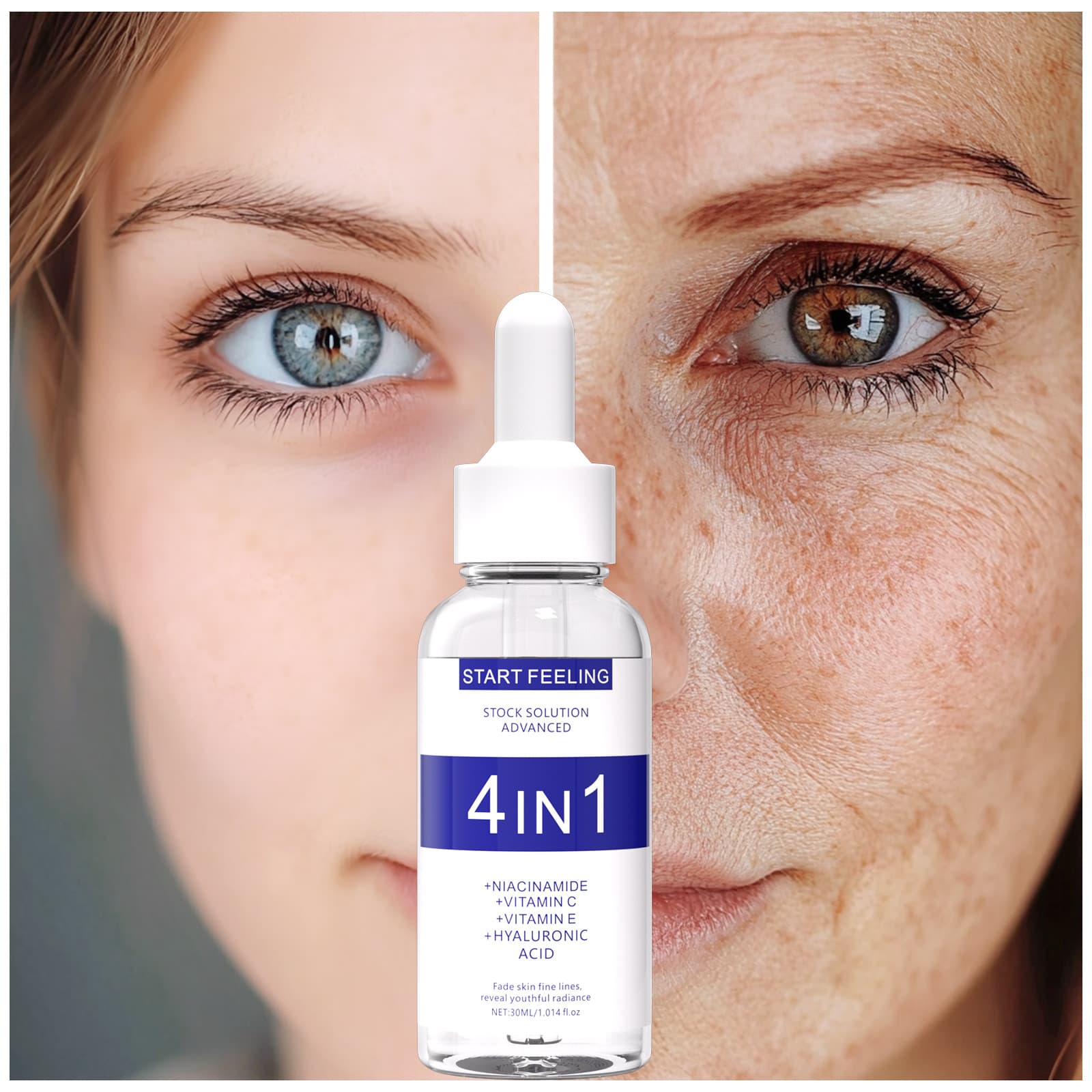 Cross-border 4in1 facial essence original solution niacinamide vitamin C vitamin E hyaluronic acid four-in-one antioxidant 2