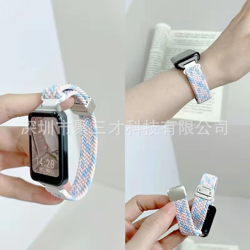 Suitable for Huawei band 9 watch strap nylon braided magnetic suction Huawei band8/7 smart 6pro wrist strap nfc 9