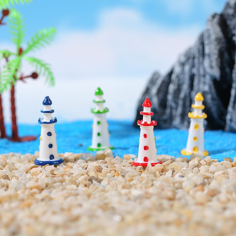 Micro-landscape Mediterranean style colorful lighthouse beach aquarium fish tank landscaping decoration accessories small ornaments