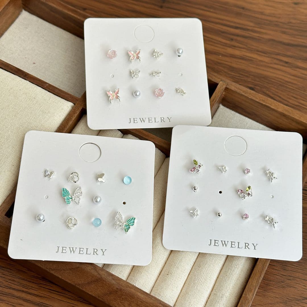 Sweet and cute silver needle small and exquisite alloy stud earrings niche design new set ins fresh butterfly earrings 4