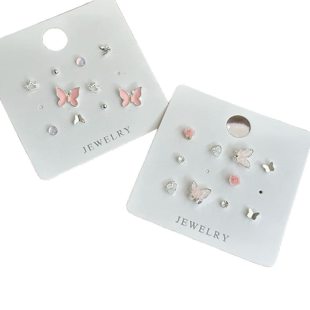 Sweet and cute silver needle small and exquisite alloy stud earrings niche design new set ins fresh butterfly earrings 6