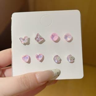 Sweet and cute silver needle small and exquisite alloy stud earrings niche design new set ins fresh butterfly earrings 8
