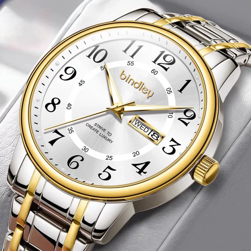 2025 new men's watch model, high-end digital elderly watch, fully automatic movement, dual calendar quartz 2