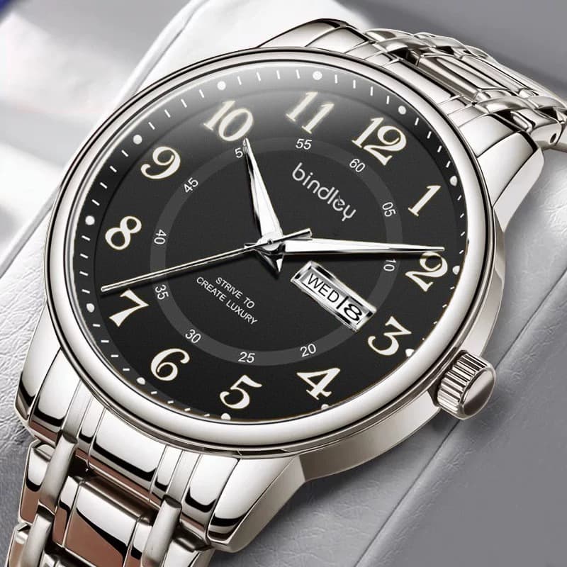 2025 new men's watch model, high-end digital elderly watch, fully automatic movement, dual calendar quartz 3